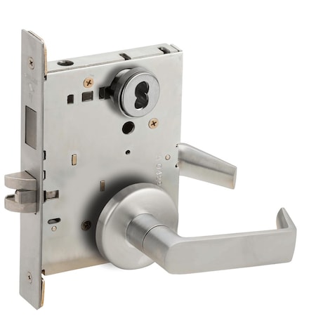 Schlage Dormitory Mortise Lock with Deadbolt, 06B Design, FSIC Prep, Less Core, Satin Chrome L9473J 06B 626